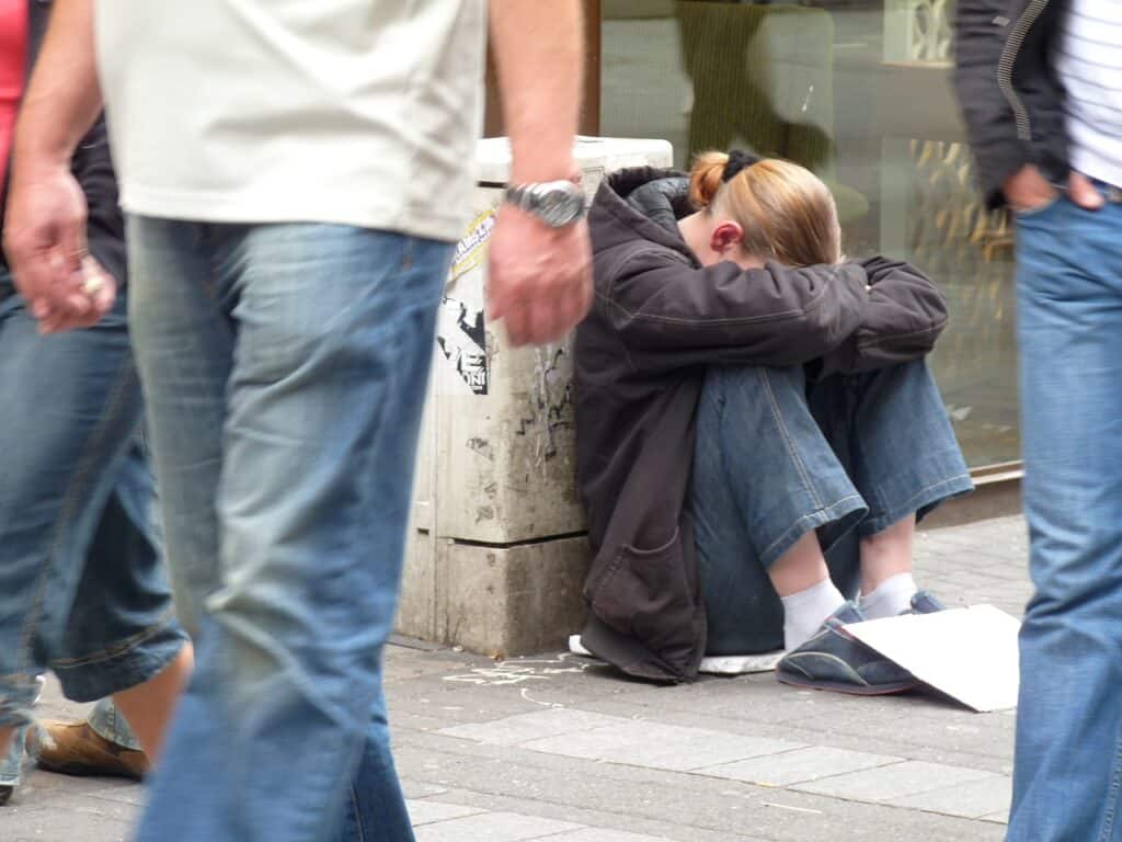 teen begging on street
