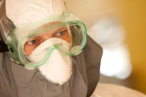 Dr. Kent Brantly in protective medical gear during the 2014-2016 Ebola epidemic.
