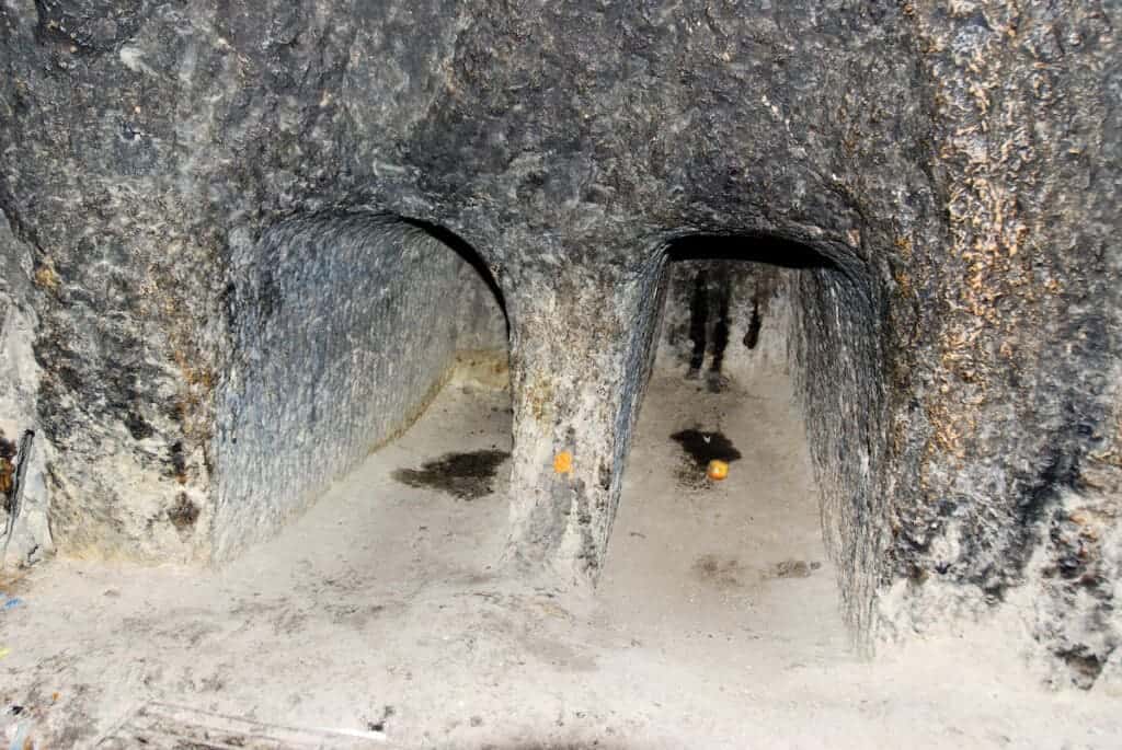 A photo of two first-century tombs in the Church of the Holy Sepulcher.