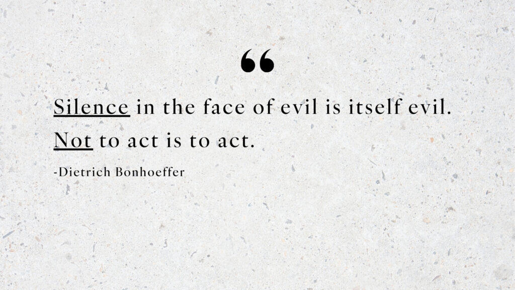 "What is Dialogue: how to Talk about Abortion" graphic with Dietrich Bonhoeffer quote
